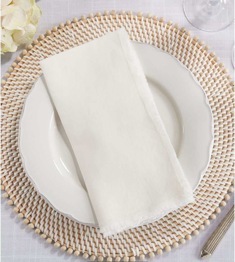 Fringed Stone Washed, Ivory