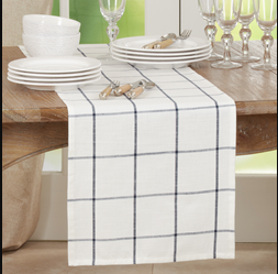 White Cotton w/ Black Plaid Stripes