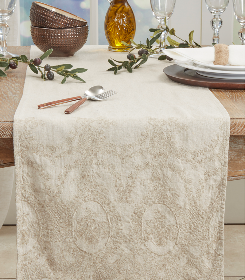 Red, Hemstitch, Laser cut Table Runner