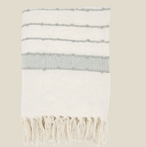 Throw - Striped Ivory/Green
