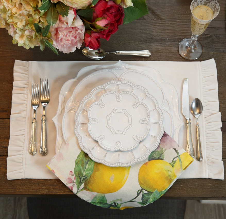 Velvet Ruffle Placemat - Cream