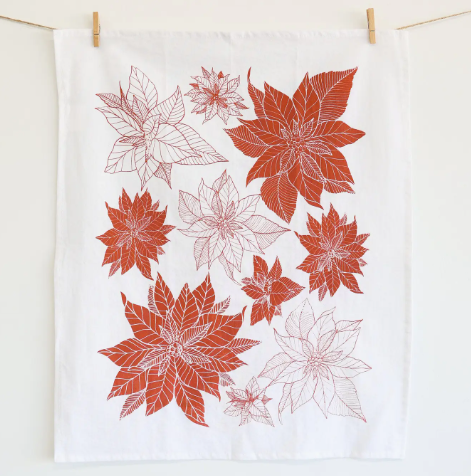 Tea Towel - Poinsettia Holiday