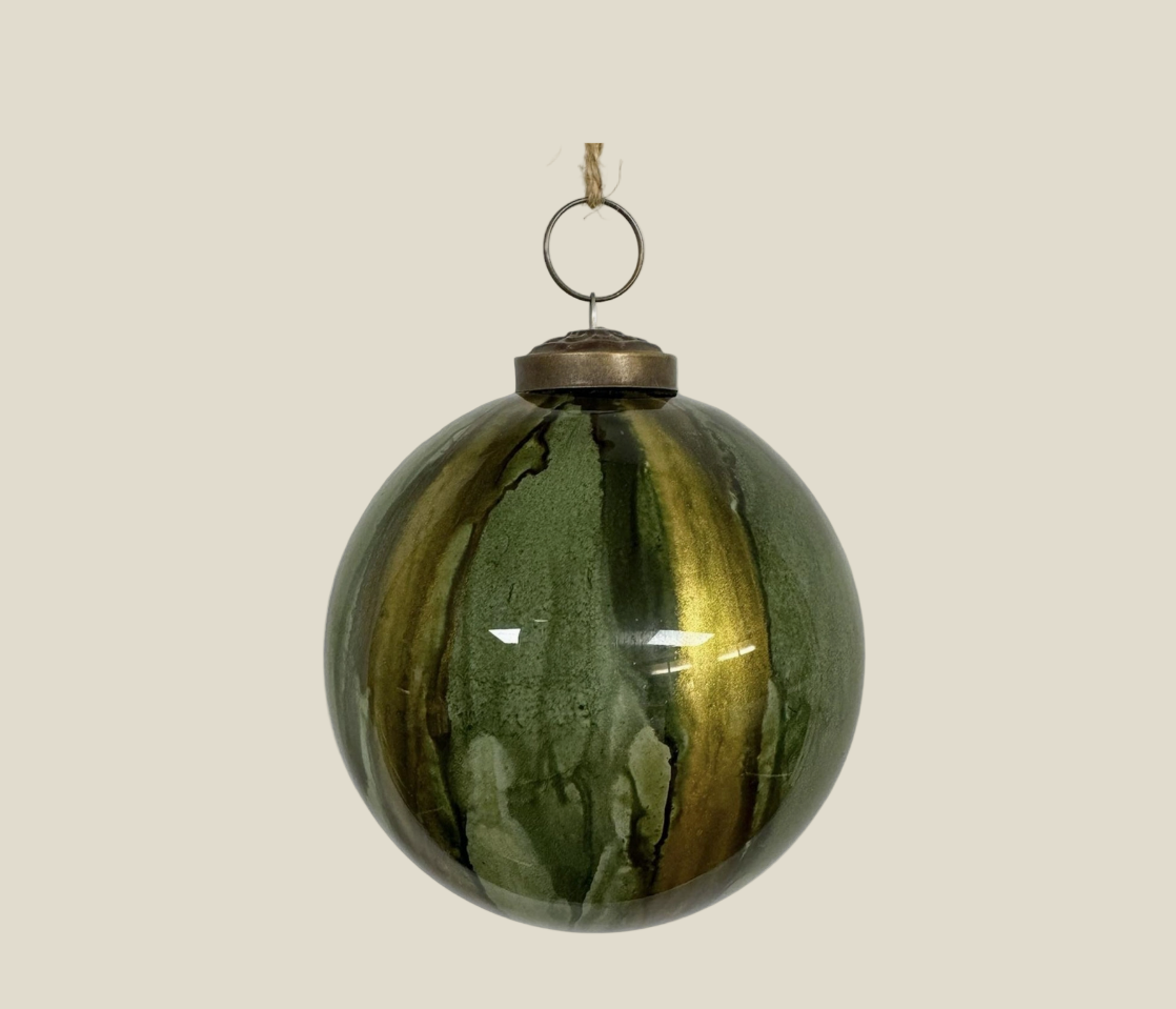 4" Green Watercolor Glass