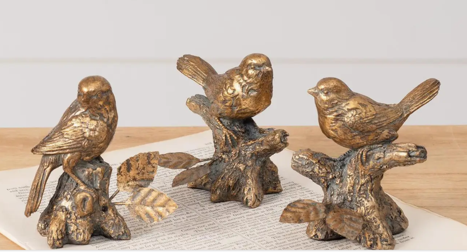 Antiqued Gold Bird Figure