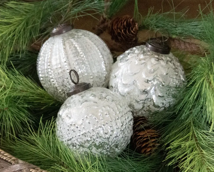 White Mercury Glass Ornament