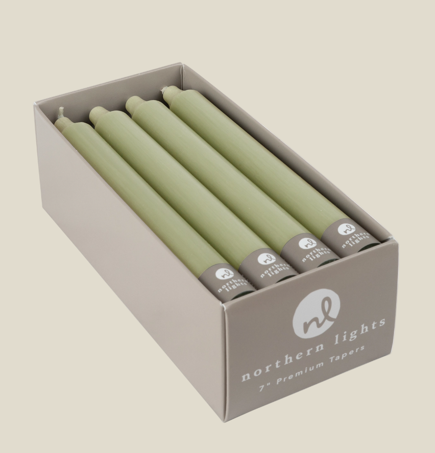 7" Taper Candles - Sage Green