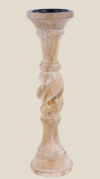 Whitewashed Wood Candle Holder, 14.5"