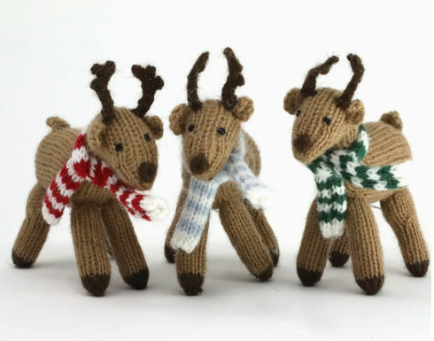 Handmade Knit Reindeer Ornament