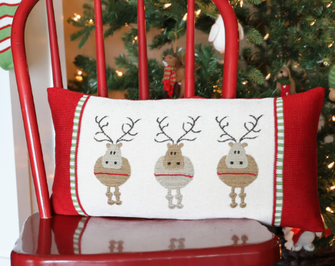 Round Reindeer Lumbar Pillow