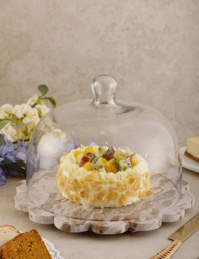 Viola Brown Onyx Serving Board with Cloche