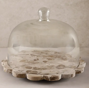 Viola Brown Onyx Serving Board with Cloche