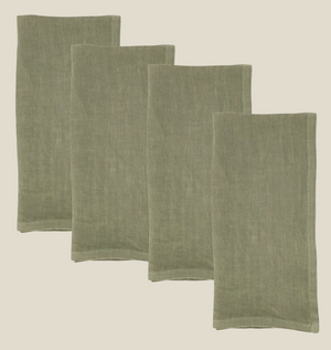 Linen Napkin Set - Olive