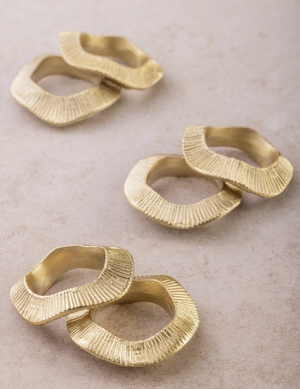 Tuscany Textured Antique Gold Napkin Ring Pair
