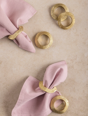 Tuscany Textured Antique Gold Napkin Ring Pair
