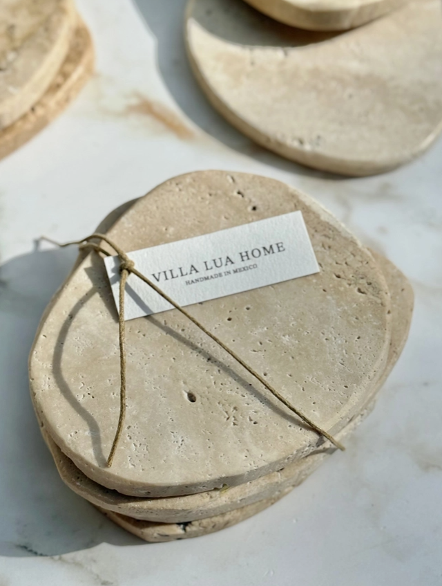 Beige Travertine Coaster Set