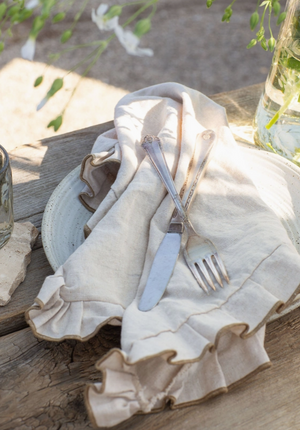 Ruffle Linen Blend Napkin Set