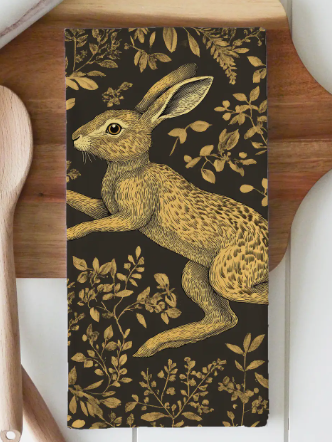 Tea Towel - Gold Rabbit