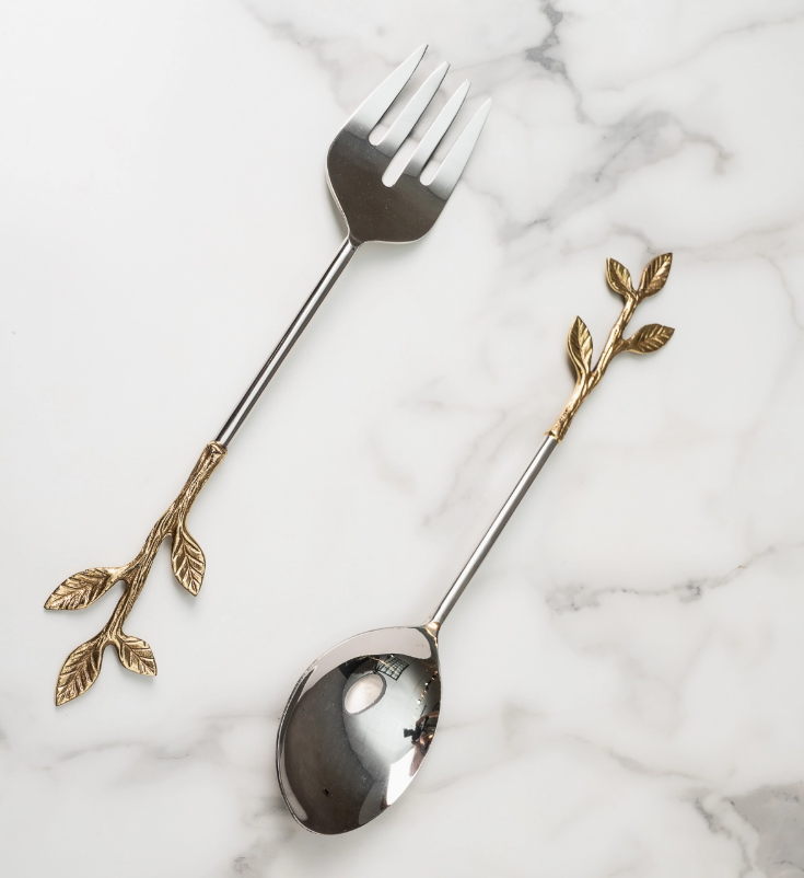 Gold Leaf Bud Salad Servers