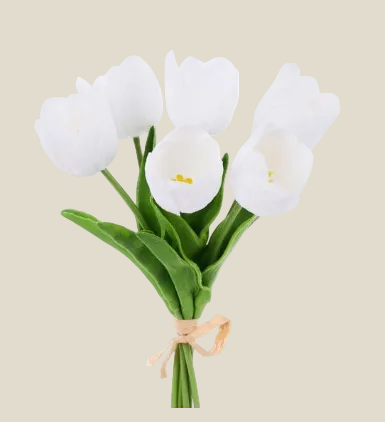 14" Tulip Flower Bundle - White