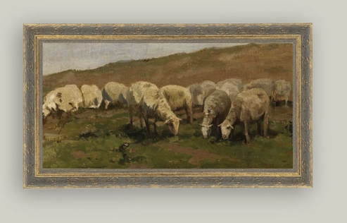 Sheep Landscape Framed Art, 30x16