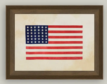 Thirty-Six Star Flag Framed Art, 7x5