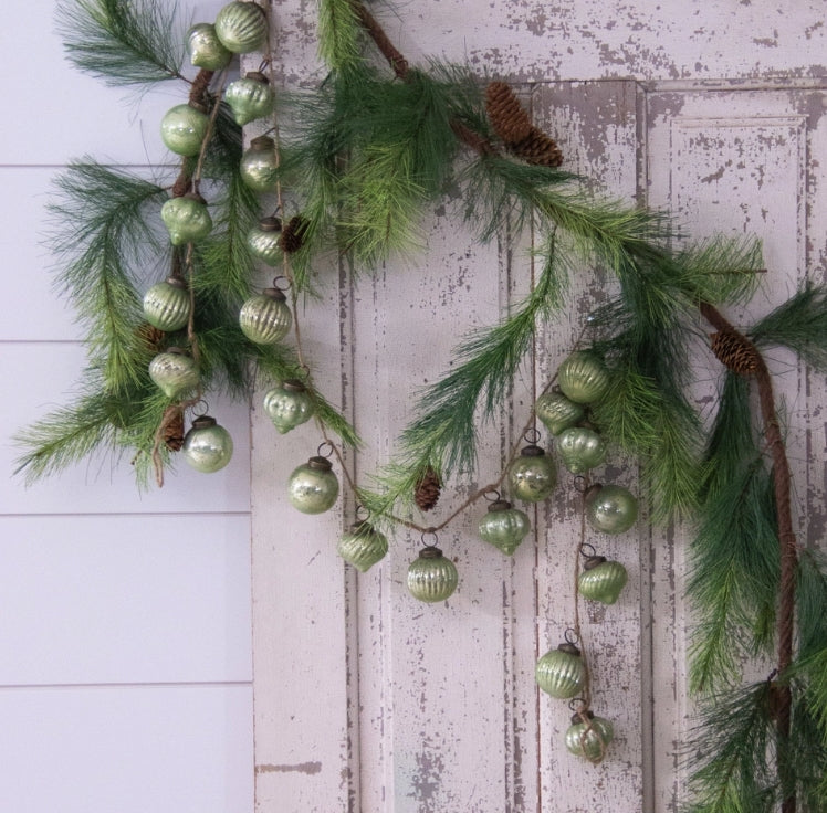 Ornament Garland - Green Mercury Glass