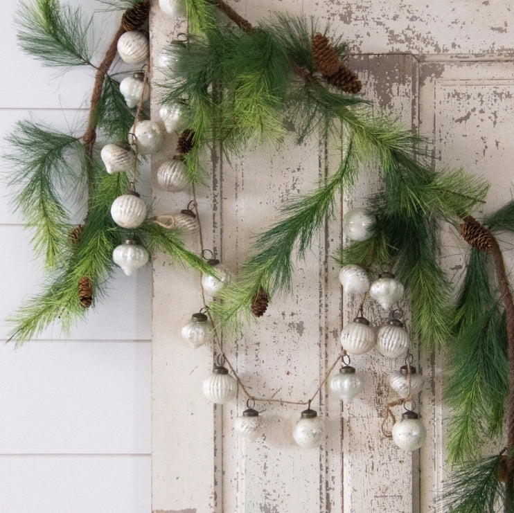 Ornament Garland - White Mercury Glass