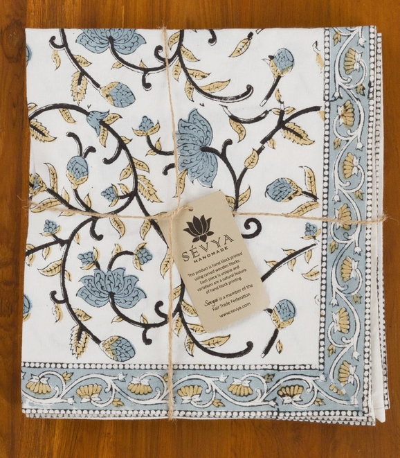 Silver Floral Napkin Set