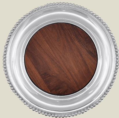 Mariposa Pearled Beaded Cracker Trough with Dark Wood Insert