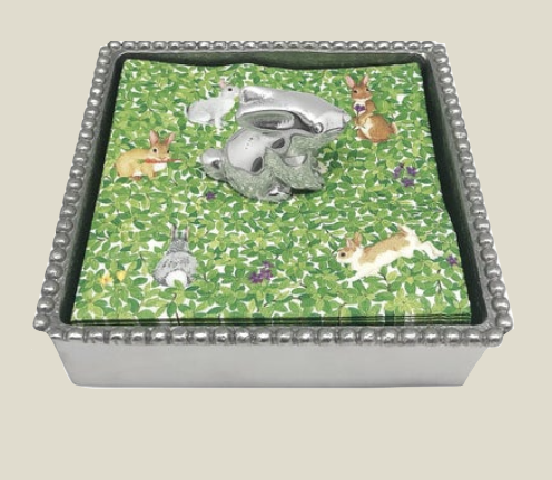 Mariposa Beaded Bunny Napkin Box