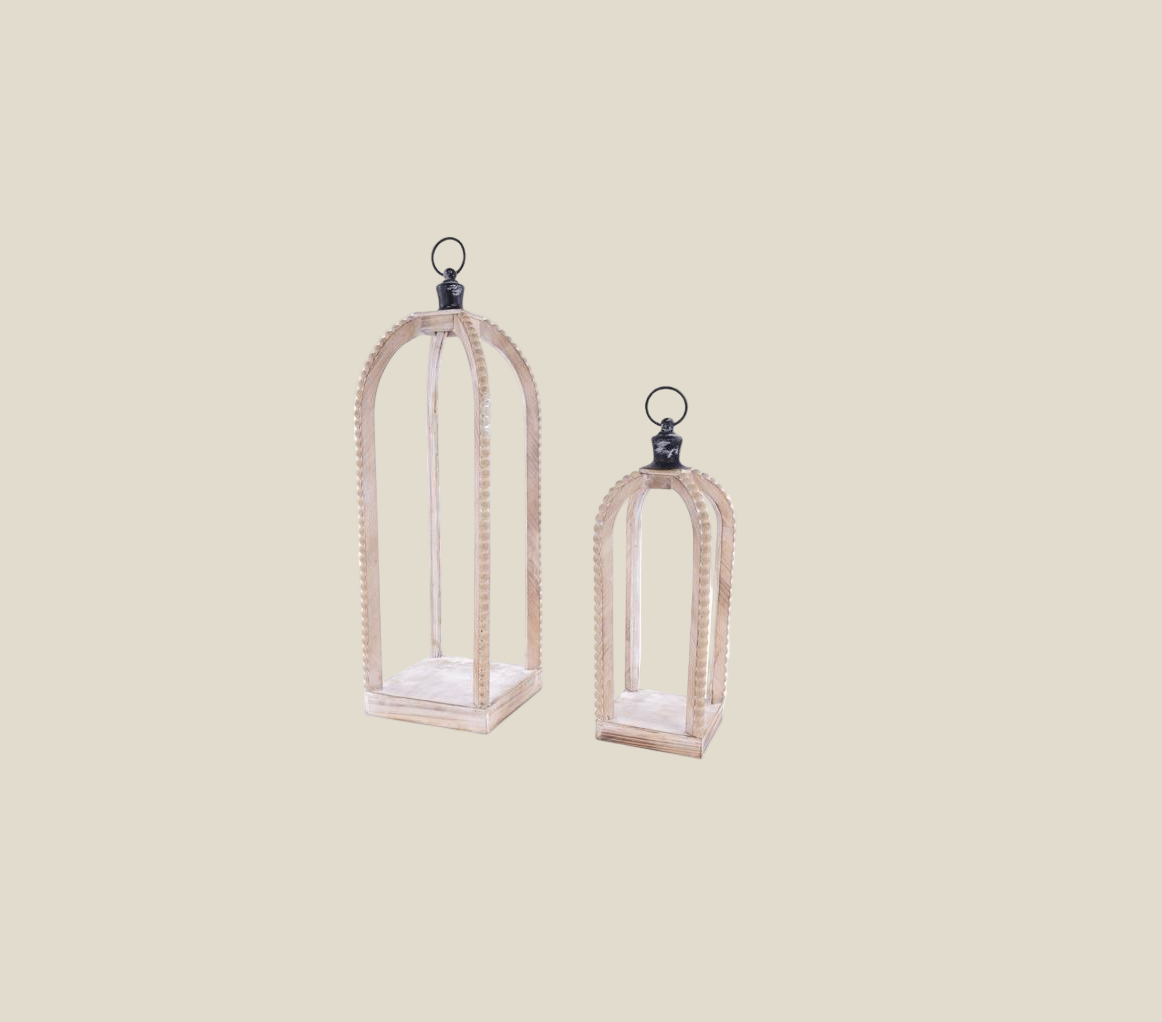 Wooden Beaded Lantern Set