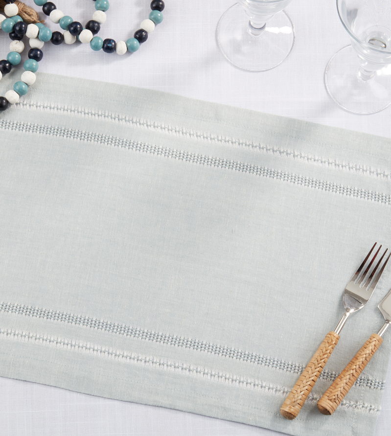 Blue/ Grey Leno Stripe