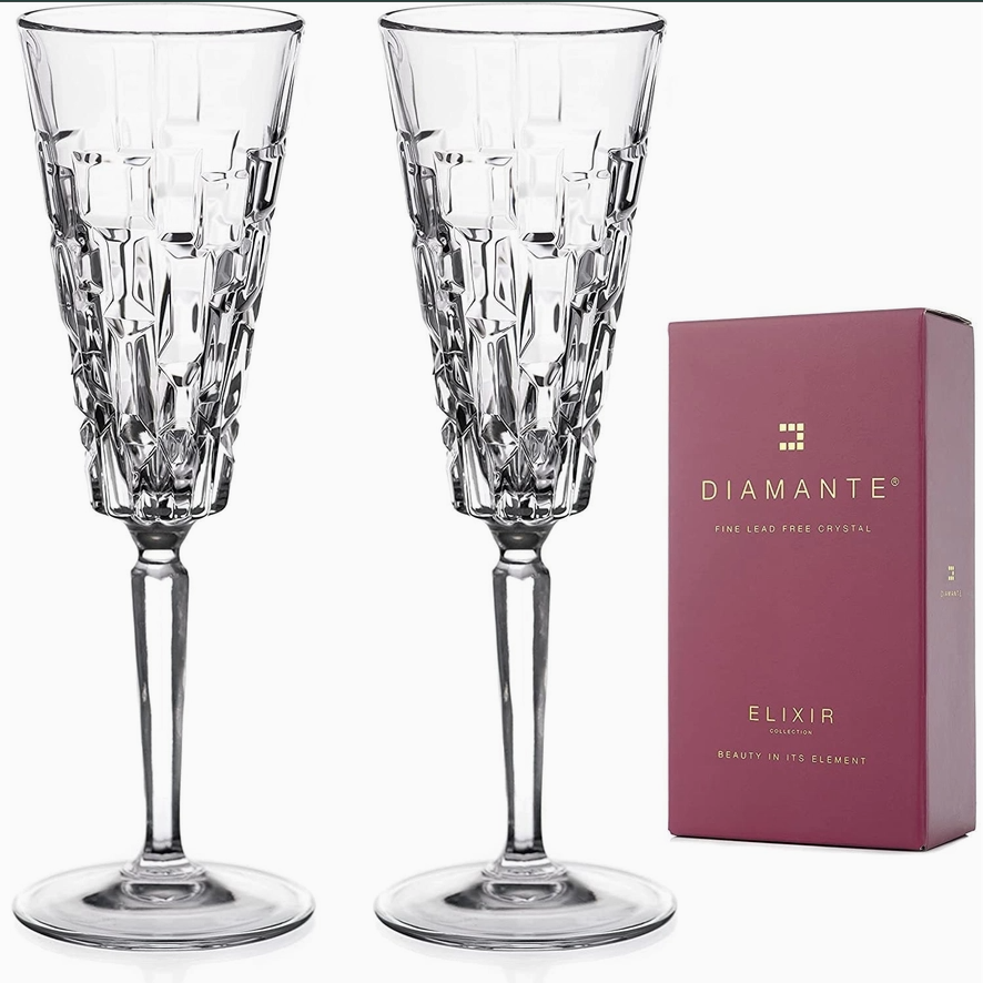 Crystal Prosecco Flutes, quartz