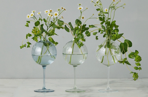 Wine Glass Shaped Flower Vase - Navy Blue