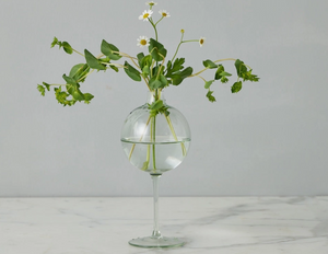 Wine Glass Shaped Flower Vase - Sage Green