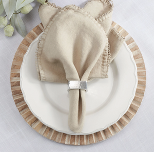 Square Hammered Napkin Ring Set