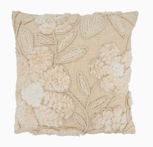 Embroidered Texture Floral Throw Pillow