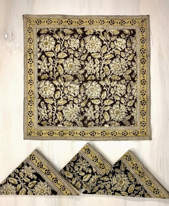 Black Kalamkari Napkin Set