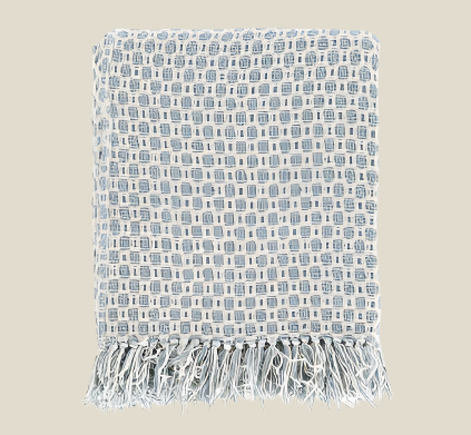 Honeycomb Throw / Blue & Ivory