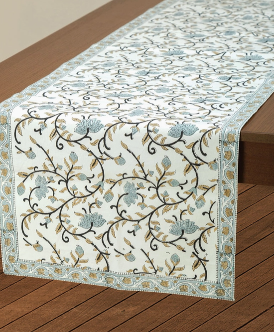 Silver Floral Table Runner