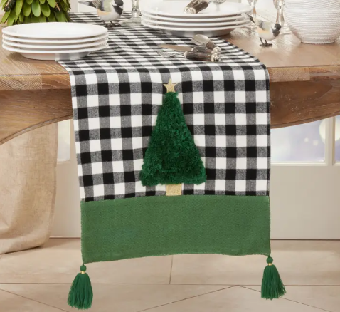 Buffalo Plaid/Tree Table Runner