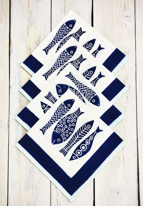 Blue Fish Napkin Set