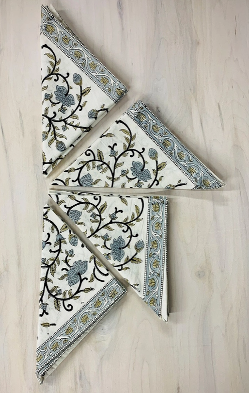 Silver Floral Napkin Set