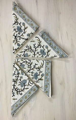 Silver Floral Napkin Set