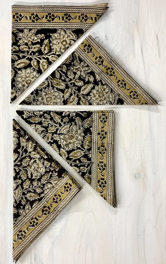 Black Kalamkari Napkin Set