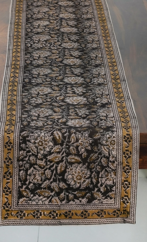 Black Kalamkari Table Runner