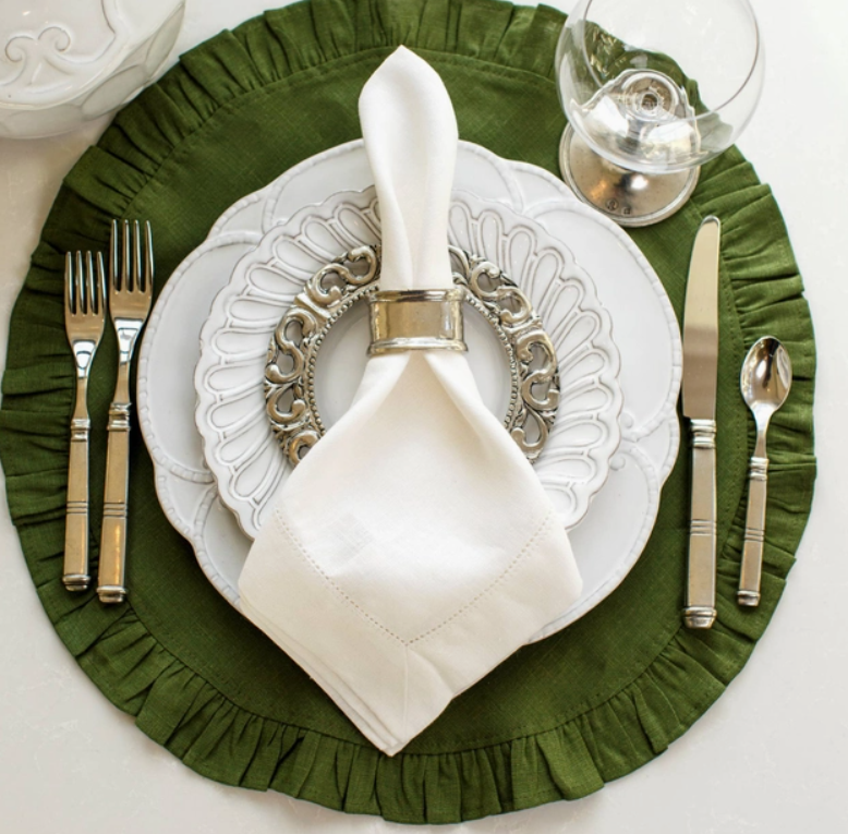 Ruffle Placemat Set - Evergreen