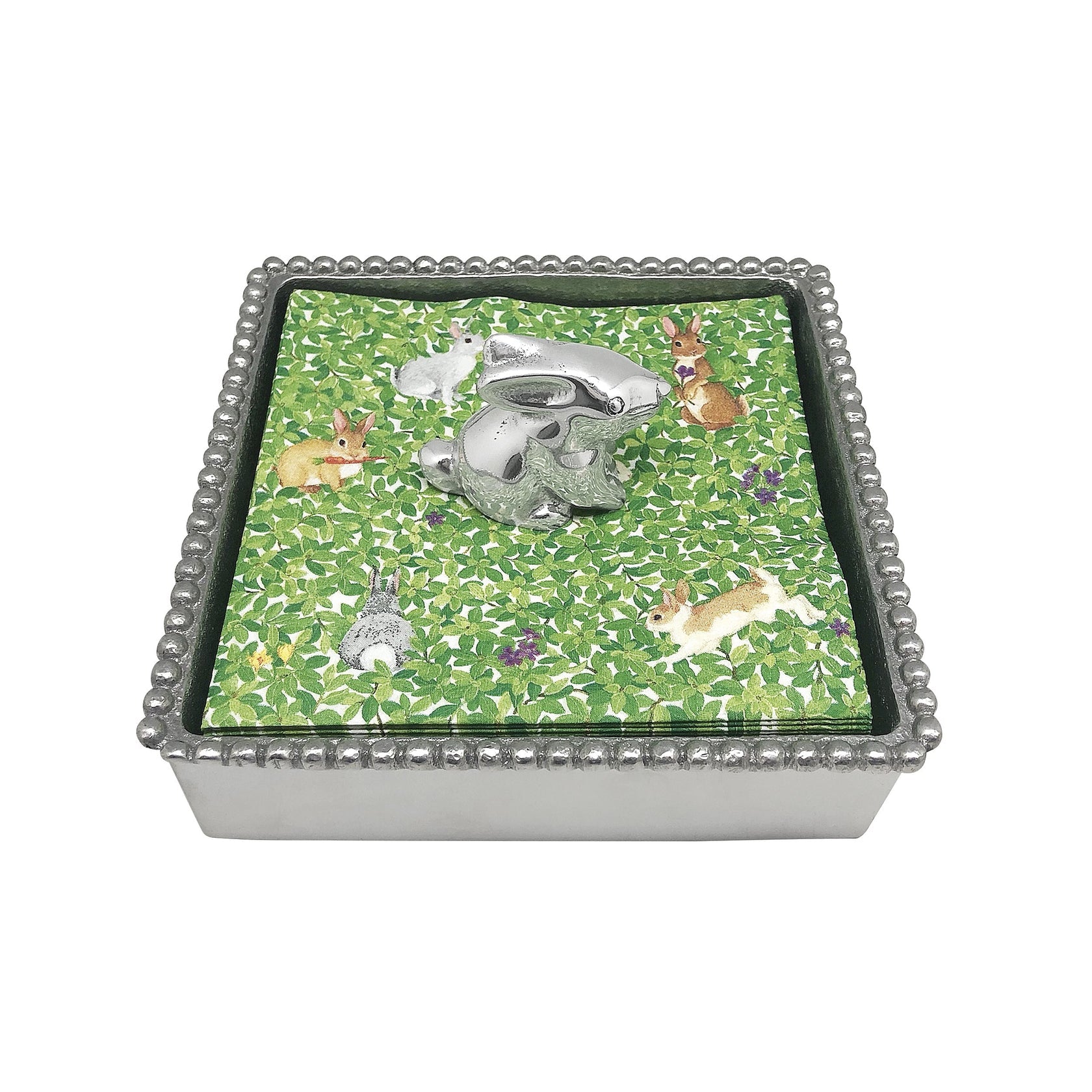 Mariposa Beaded Bunny Napkin Box